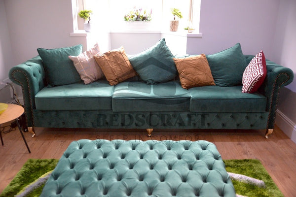 Emerald Upholstered Sofa in Custom Sizes - Handmade