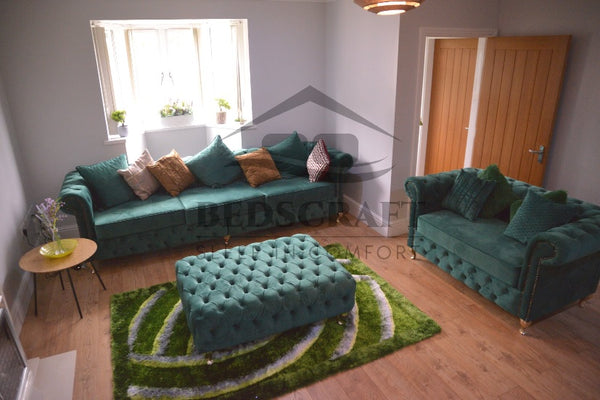 Emerald Upholstered Sofa - Luxury Fabric Sofa Sets
