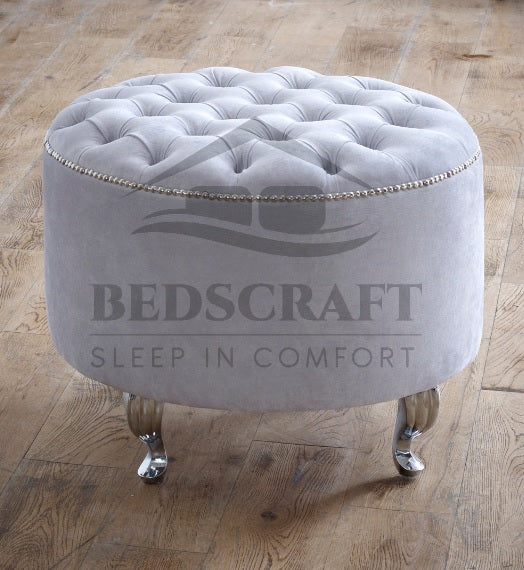 Round Upholstered Pouffe - Chesterfield